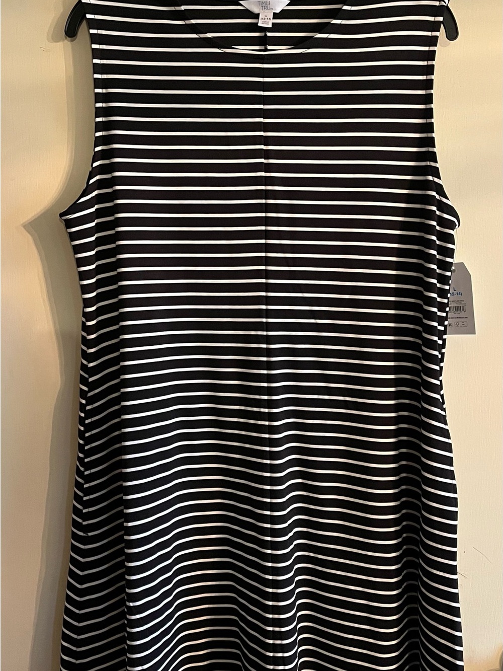 Time and Tru Black and White Striped Midi Dress